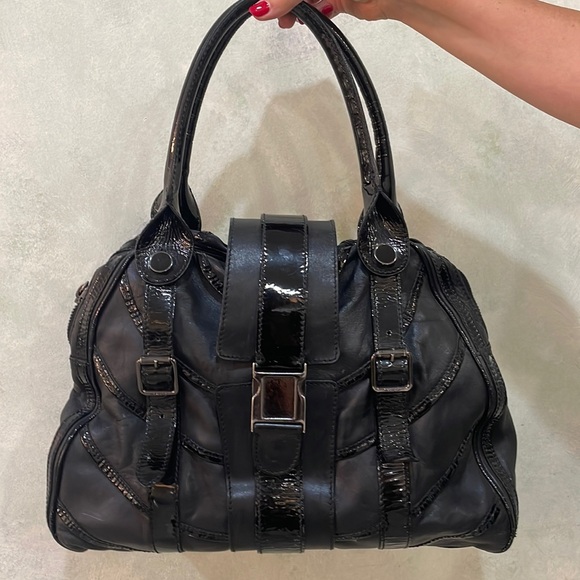 Iceberg pocketbook. Made in Italy. Highest quality black & black patent leather - Picture 1 of 7